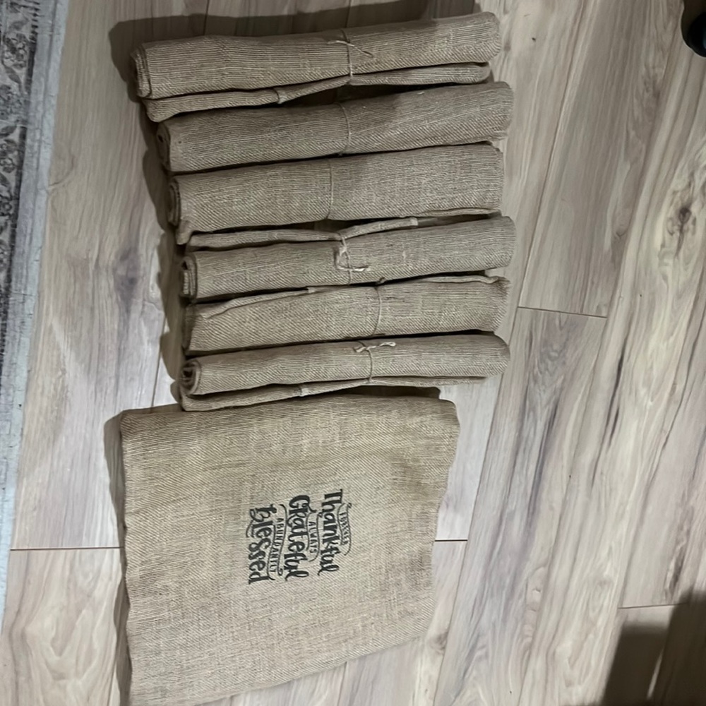 Six blank 15x14 real burlap pillow cases.  Does not include one that has image.